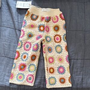 Zara Multicolor Crochet Knit Pants